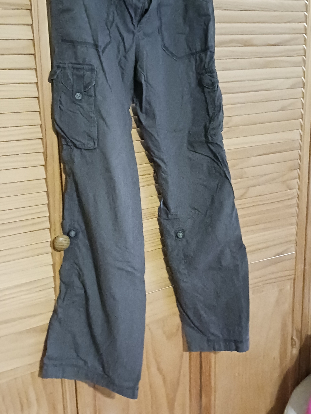 Old Navy Womens Low-rise Dark Gray Cargo Pants with Button Flap Pockets